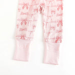 Dreamlet Pink Bows Convertible Zip Footies for Babies 12 to 18M - Everetts Place Boutique - 