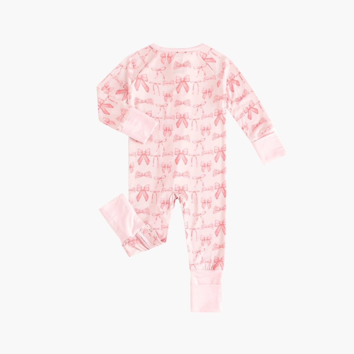 Dreamlet Pink Bows Convertible Zip Footies for Babies 12 to 18M - Everetts Place Boutique - 