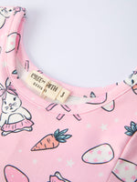 Rylee Faith Designs Pink Bunny Carrot Print Girls Short Sleeve Dress - 