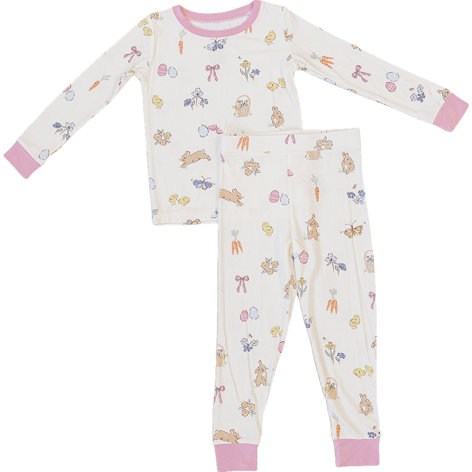 Mebie Baby Pink Bunny Ribbed Bamboo Cozy Set For Springtime Baby Comfort - 