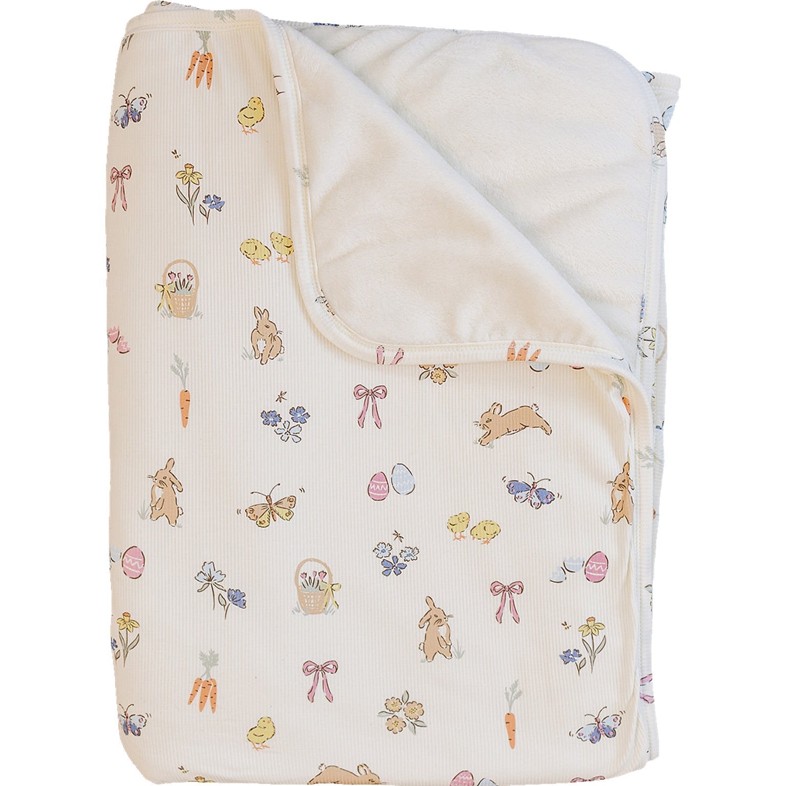 Mebie Baby Pink Bunny Ribbed Bamboo Fleece Quilt - 