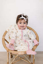 Mebie Baby Pink Bunny Ribbed Bamboo Zipper - 