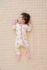 Mebie Baby Pink Bunny Ribbed Bamboo Zipper - 