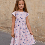 Sweet Bamboo Pink Butterfly Daisy Bamboo Cap Sleeve Swirly Girl Dress - 
