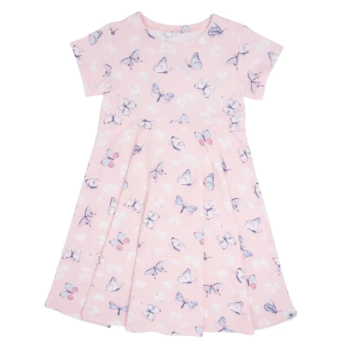 Sweet Bamboo Pink Butterfly Daisy Bamboo Cap Sleeve Swirly Girl Dress - 