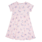 Sweet Bamboo Pink Butterfly Daisy Bamboo Cap Sleeve Swirly Girl Dress - 