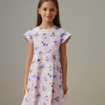 Sweet Bamboo Pink Butterfly Daisy Bamboo Cap Sleeve Swirly Girl Dress - 