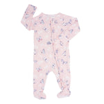 Sweet Bamboo Luxurious Bamboo Ruffle Footie with Pink Butterfly Design for Babies - Apparel & Accessories > Clothing > Baby & Toddler Clothing > Baby & Toddler Sleepwear Ruffle Footies