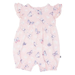 Sweet Bamboo Bamboo Ruffle Romper with Pink Butterfly Design for Active Girls - Apparel & Accessories > Clothing > Baby & Toddler Clothing > Baby One-Pieces baby daywear