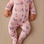 Sweet Bamboo Pink Butterfly Daisy Bamboo Zipper Footie - 