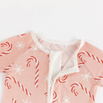 Dreamlet Pink Candy Cane Convertible Zip Footies Fold Over Mittens - Everetts Place Boutique - 