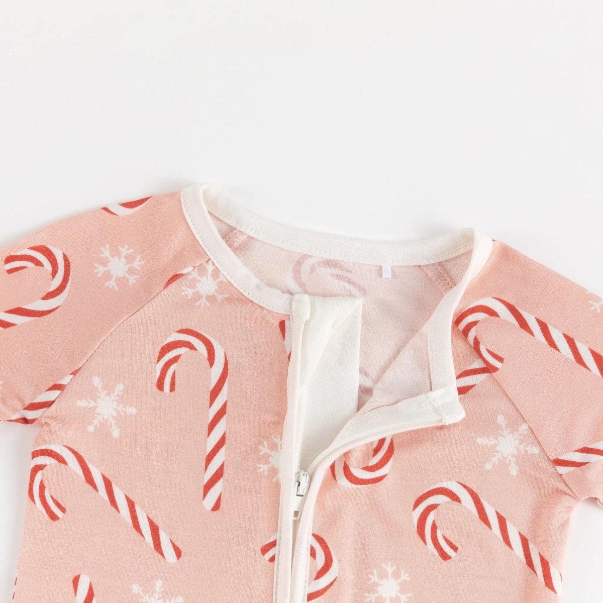 Dreamlet Pink Candy Cane Convertible Zip Footies Fold Over Mittens - Everetts Place Boutique - 