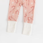 Dreamlet Pink Candy Cane Convertible Zip Footies Fold Over Mittens - Everetts Place Boutique - 