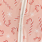Dreamlet Pink Candy Cane Convertible Zip Footies Fold Over Mittens - Everetts Place Boutique - 