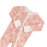 Dreamlet Pink Candy Cane Convertible Zip Footies Fold Over Mittens - Everetts Place Boutique - 