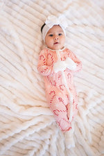 Dreamlet Pink Candy Cane Convertible Zip Footies Fold Over Mittens - Everetts Place Boutique - 