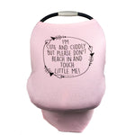 Three Little Tots Pink Car Seat 5 in 1 Cover – I'm Cute & Cuddly But Please Don't Touch Little Me - 