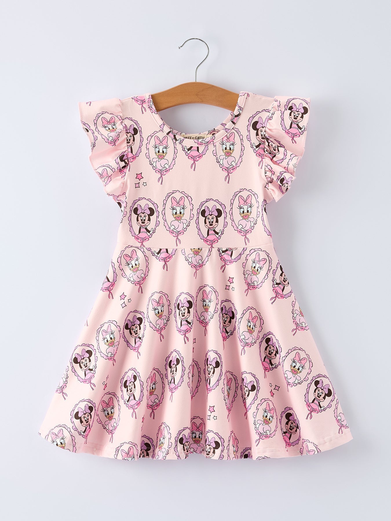 Rylee Faith Designs Pink Character Mirror Bow Print Girls' Dress - 