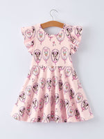 Rylee Faith Designs Pink Character Mirror Bow Print Girls' Dress - 