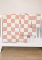 Mebie Baby Pink Checkered Plush Blanket - 