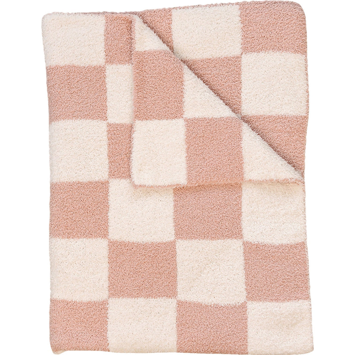 Mebie Baby Pink Checkered Plush Blanket - 