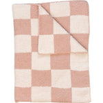 Mebie Baby Pink Checkered Plush Blanket - 