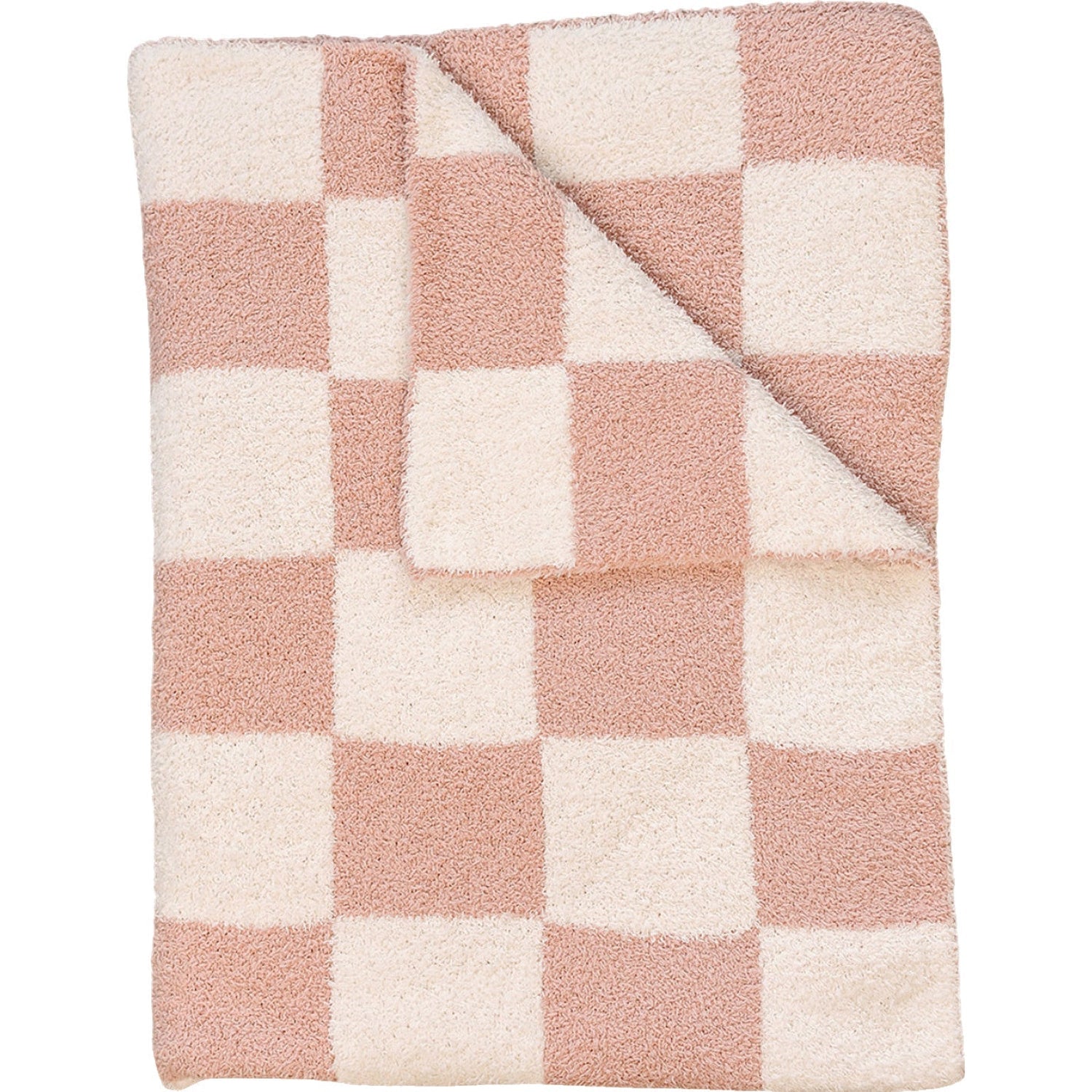Mebie Baby Pink Checkered Plush Blanket - 