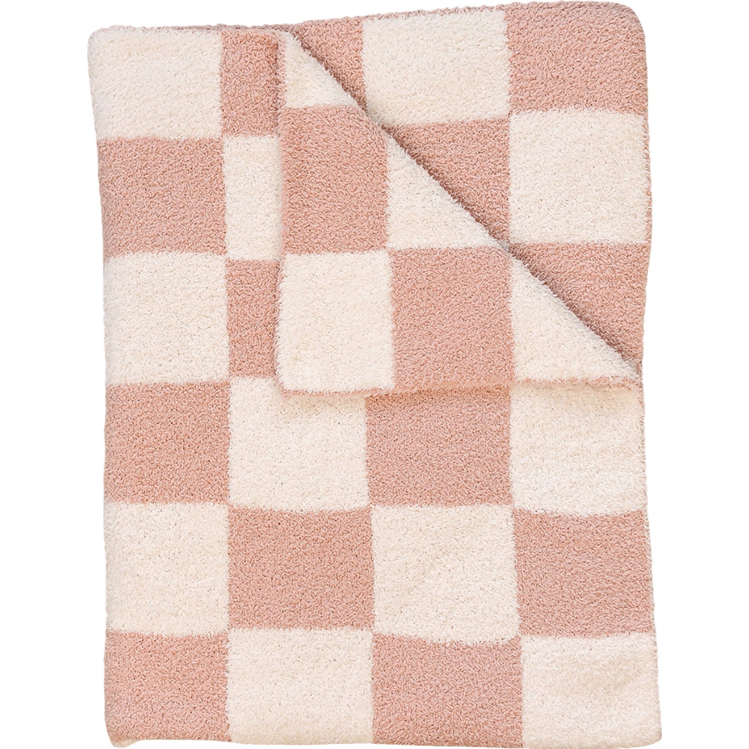 Mebie Baby Pink Checkered Plush Blanket - 