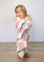 Mebie Baby Pink Checkered Plush Blanket - 