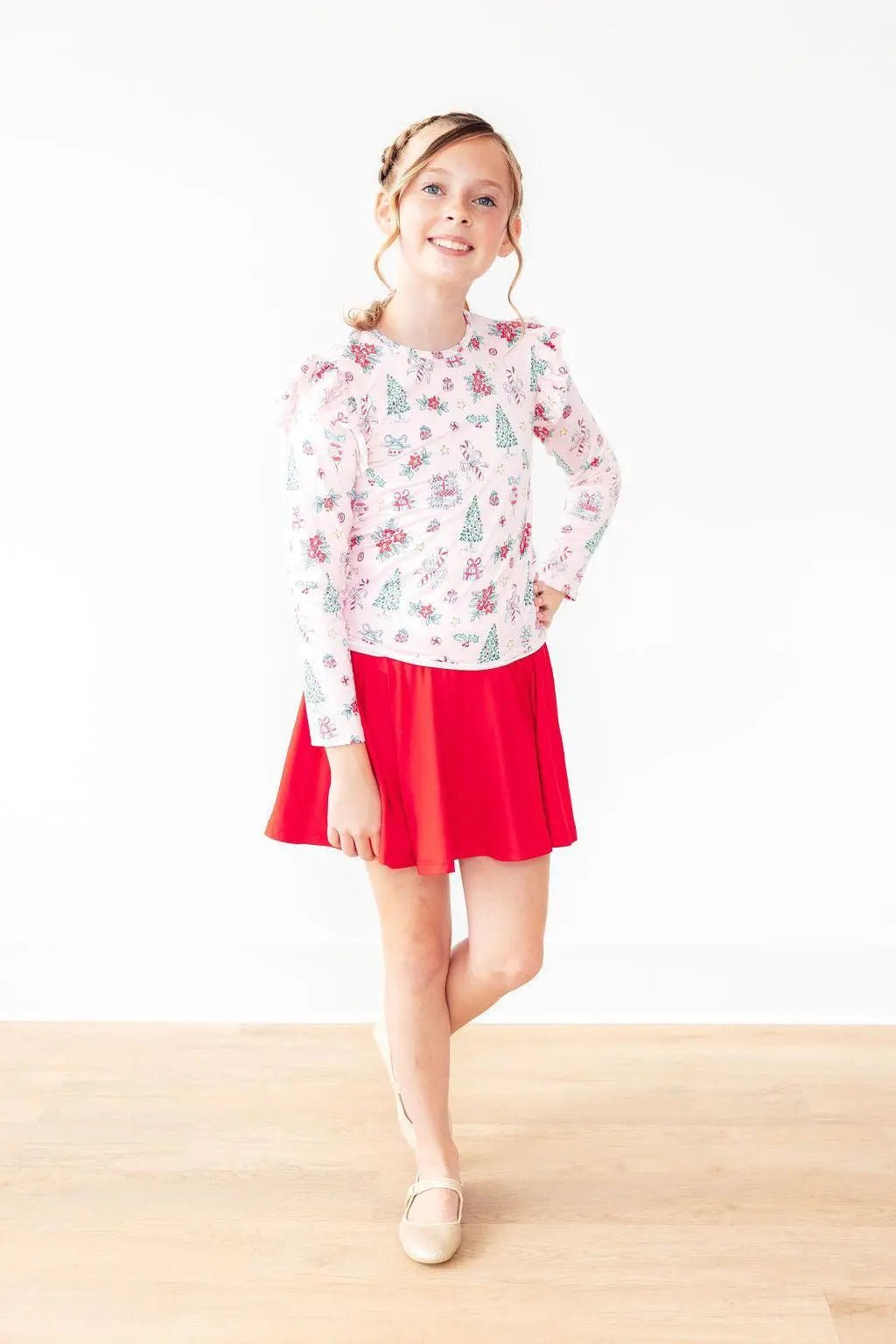 Mila & Rose ® Pink Christmas L/S Ruffle Tee - 