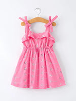 Rylee Faith Designs Pink Color Girl Bow Strap Ruffle Dress - 