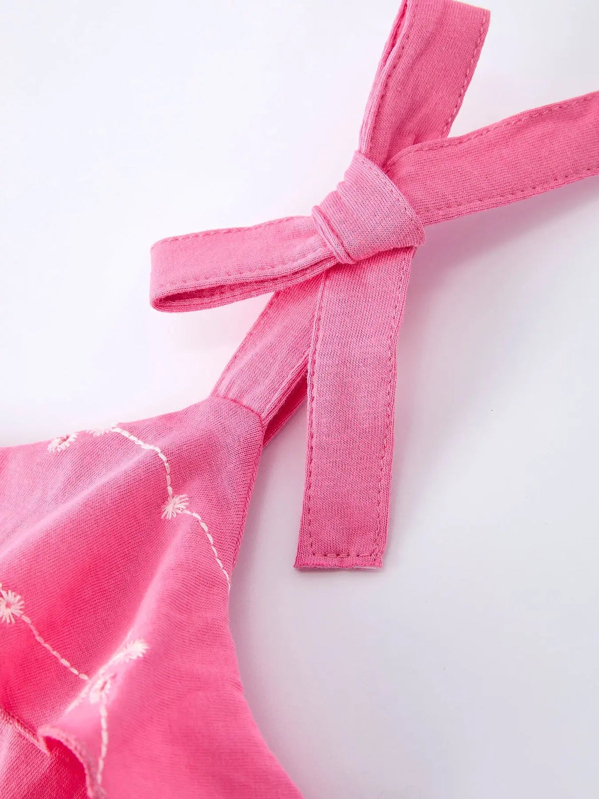 Rylee Faith Designs Pink Color Girl Bow Strap Ruffle Dress - 
