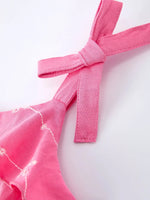 Rylee Faith Designs Pink Color Girl Bow Strap Ruffle Dress - 