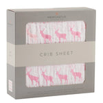 Newcastle Classics Pink Deer Cotton Muslin Crib Sheet - 