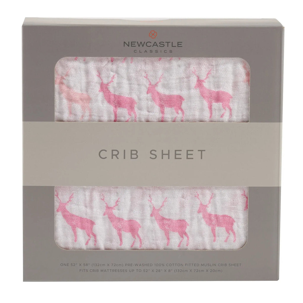 Newcastle Classics Pink Deer Cotton Muslin Crib Sheet - 