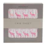 Newcastle Classics Pink Deer Cotton Muslin Crib Sheet - 