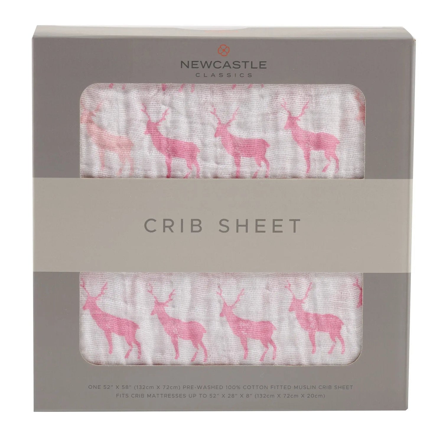 Newcastle Classics Pink Deer Cotton Muslin Crib Sheet - 