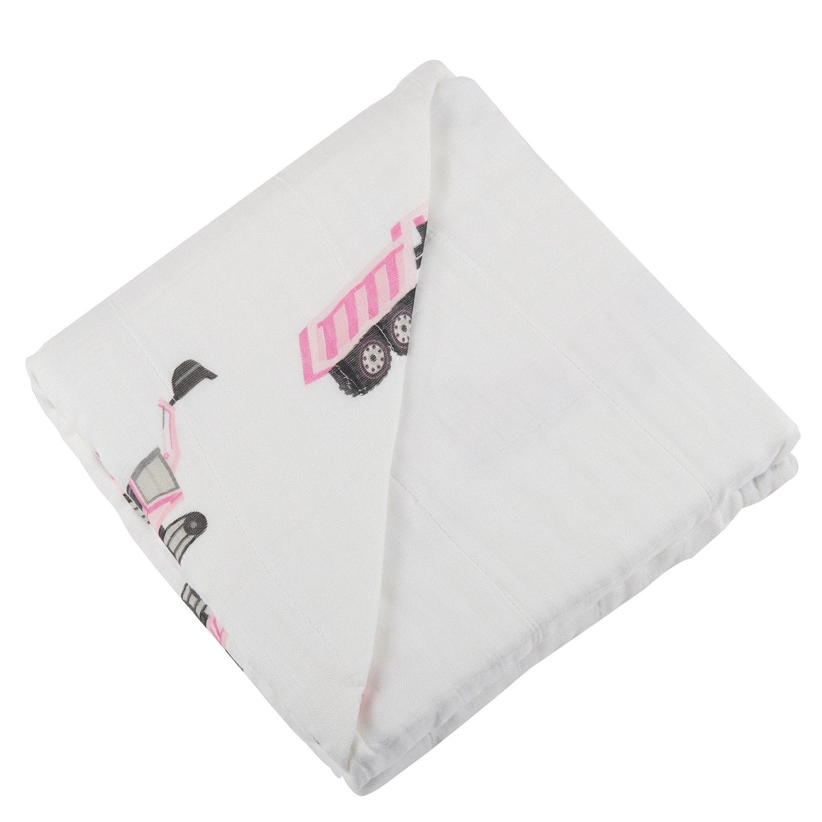 Newcastle Classics Pink Digger and White Bamboo Muslin Newcastle Blanket - 