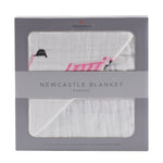 Newcastle Classics Pink Digger and White Bamboo Muslin Newcastle Blanket - 