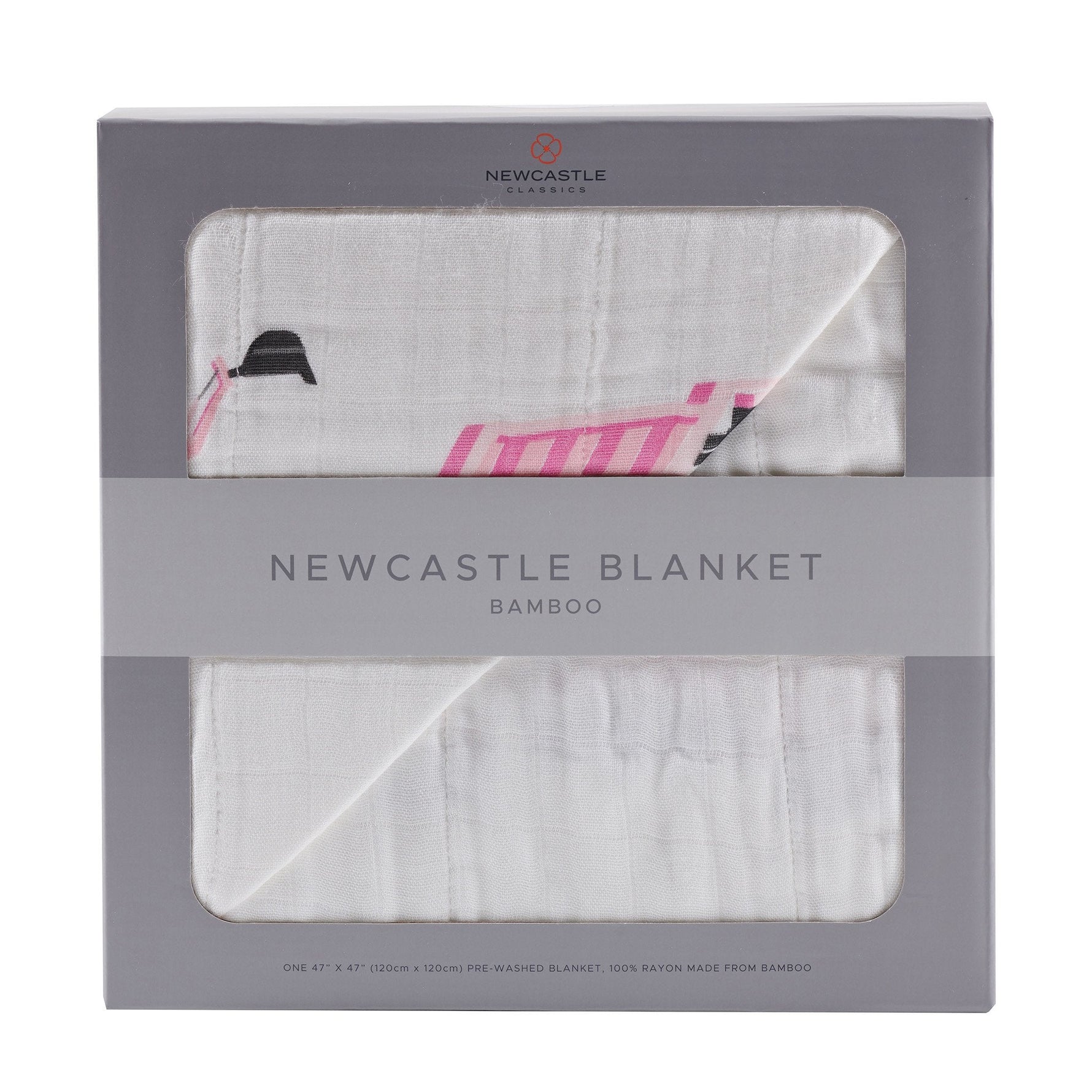 Newcastle Classics Pink Digger and White Bamboo Muslin Newcastle Blanket - 