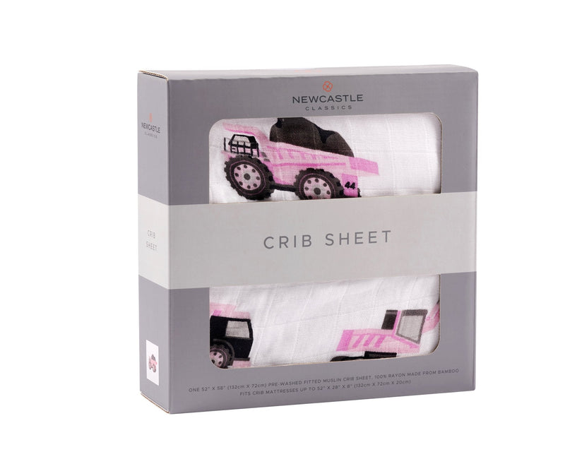 Pink Digger Bamboo Crib Sheet Soft Breathable Comfy Snug Fit 28x52 Inches Natural Muslin Newcastle Classics
