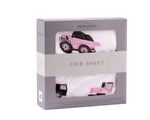 Newcastle Classics Pink Digger Crib Sheet for Nursery Comfort- Newcastle Classics Bamboo Muslin - Everetts Place Boutique -