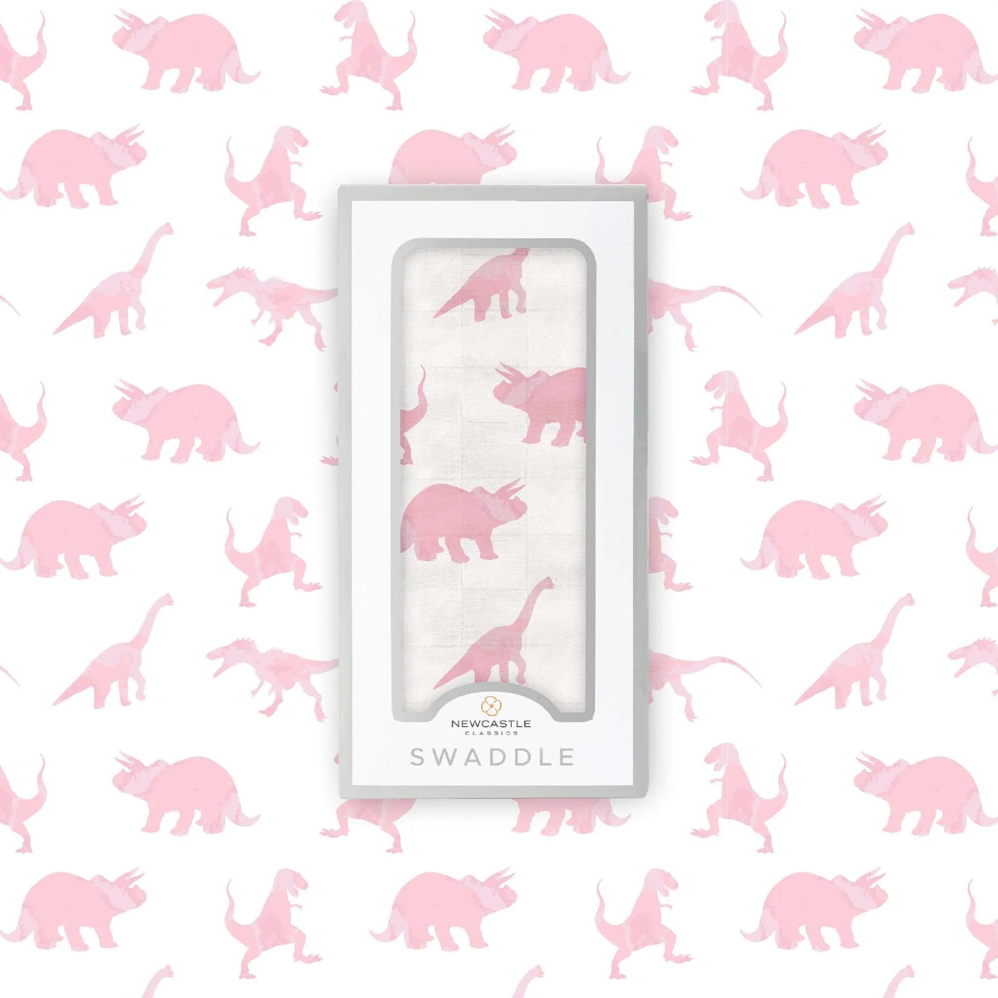 Pink Dinosaurs Bamboo Muslin Swaddle Blanket for Baby Soft Breathable Multi Use Newcastle Classics