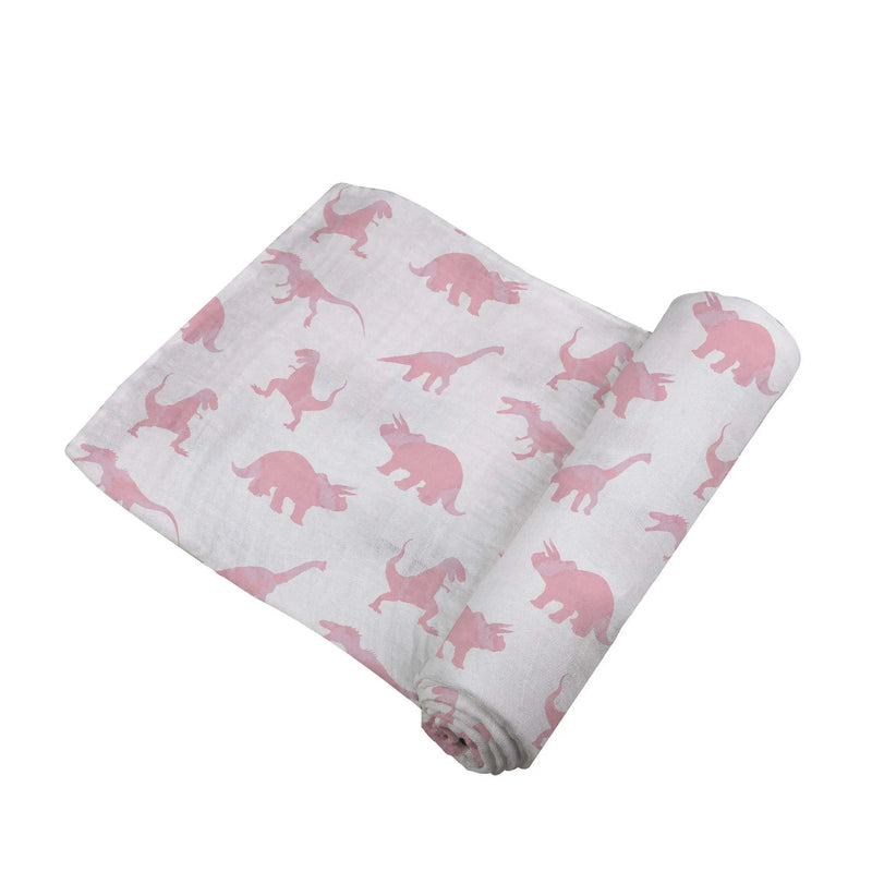 Pink Dinosaurs Bamboo Muslin Swaddle Blanket for Baby Soft Breathable Multi Use Newcastle Classics