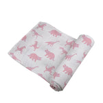 Newcastle Classics Pink Dinosaurs Bamboo Muslin Swaddle - 