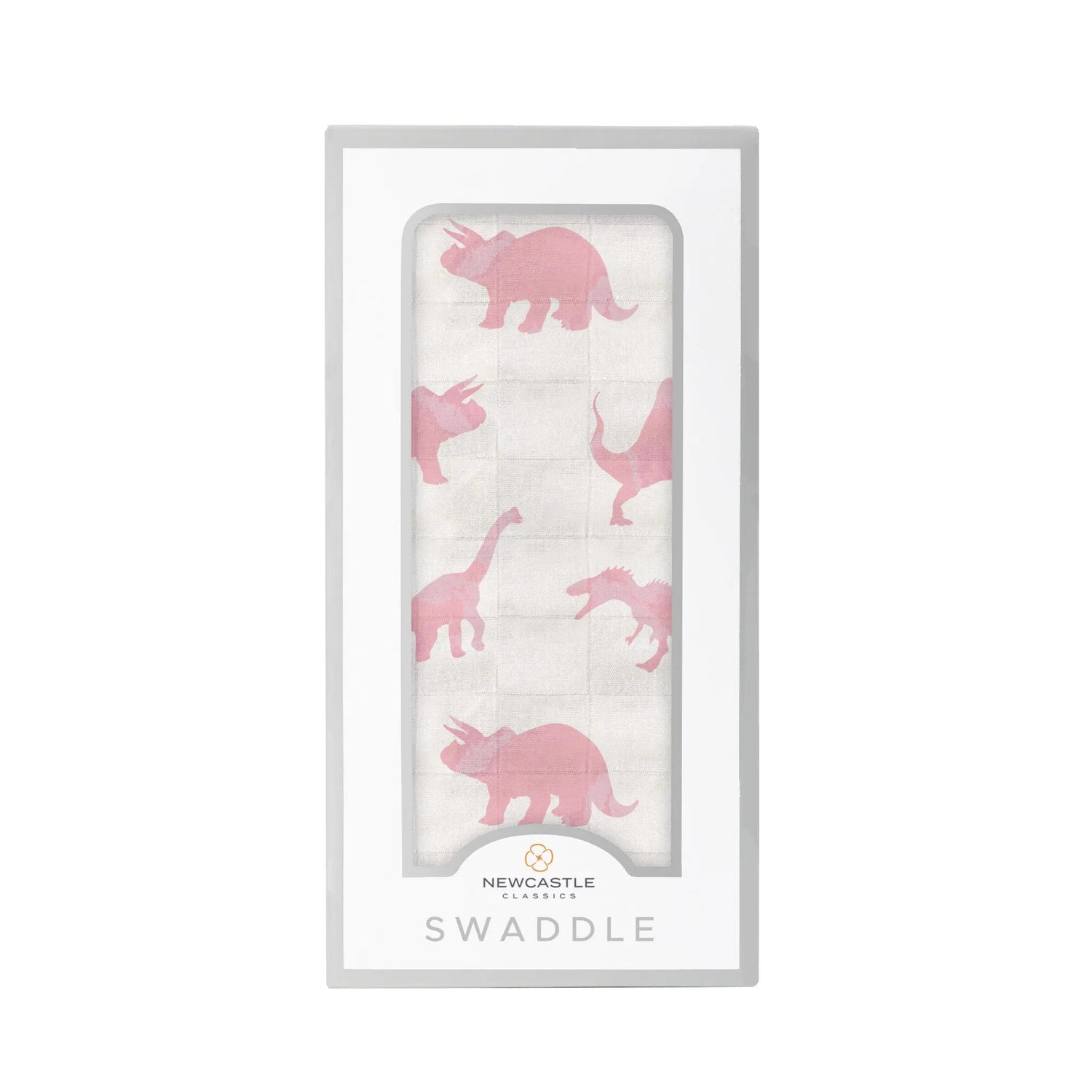 Newcastle Classics Pink Dinosaurs Bamboo Muslin Swaddle - 