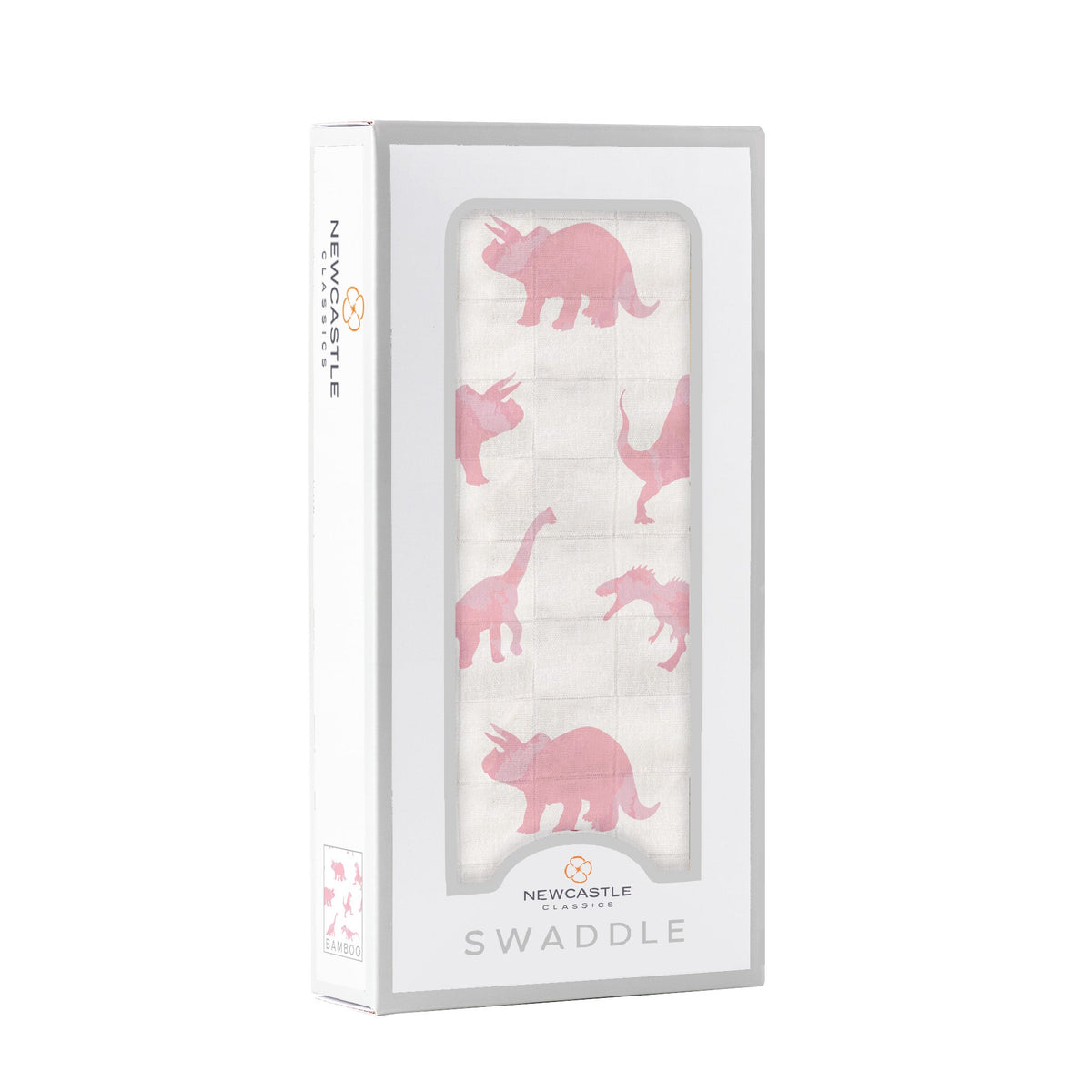 Newcastle Classics Pink Dinosaurs Bamboo Muslin Swaddle