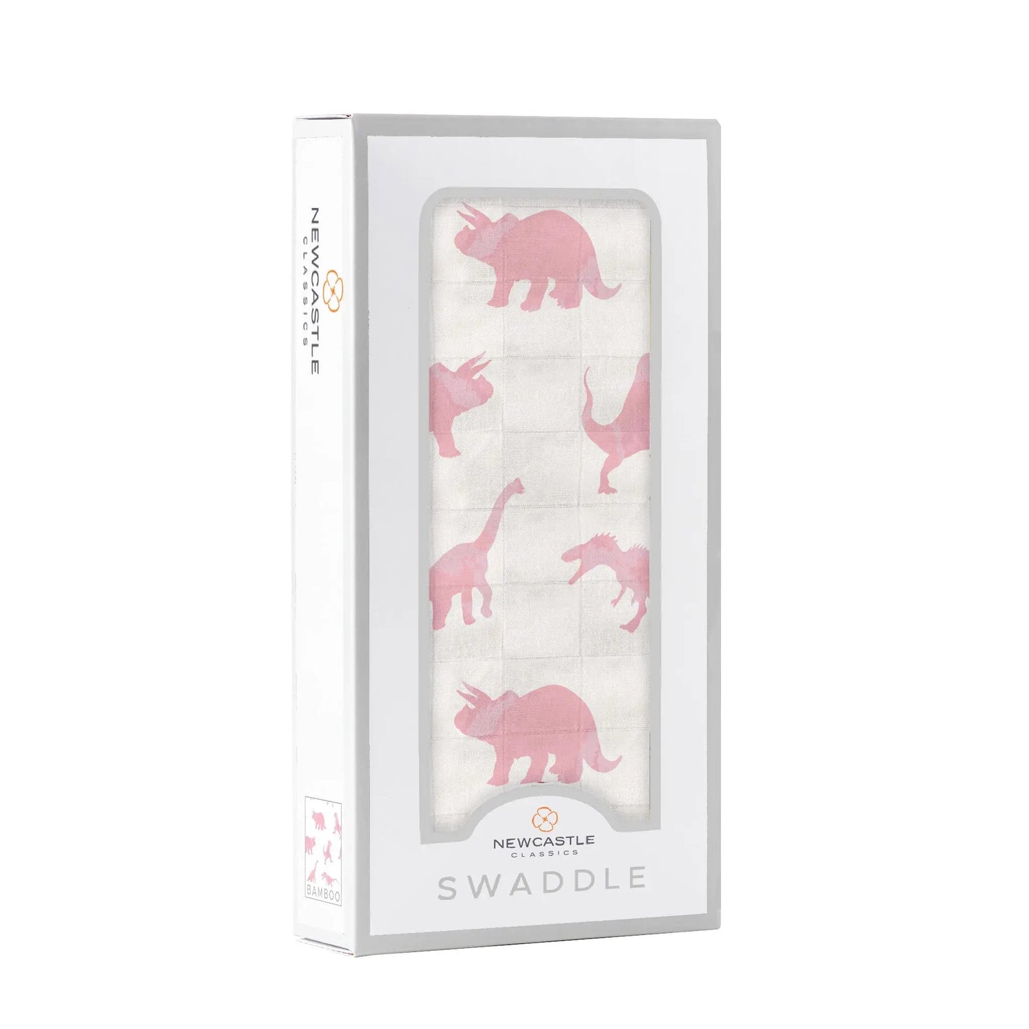 Newcastle Classics Pink Dinosaurs Bamboo Muslin Swaddle - 