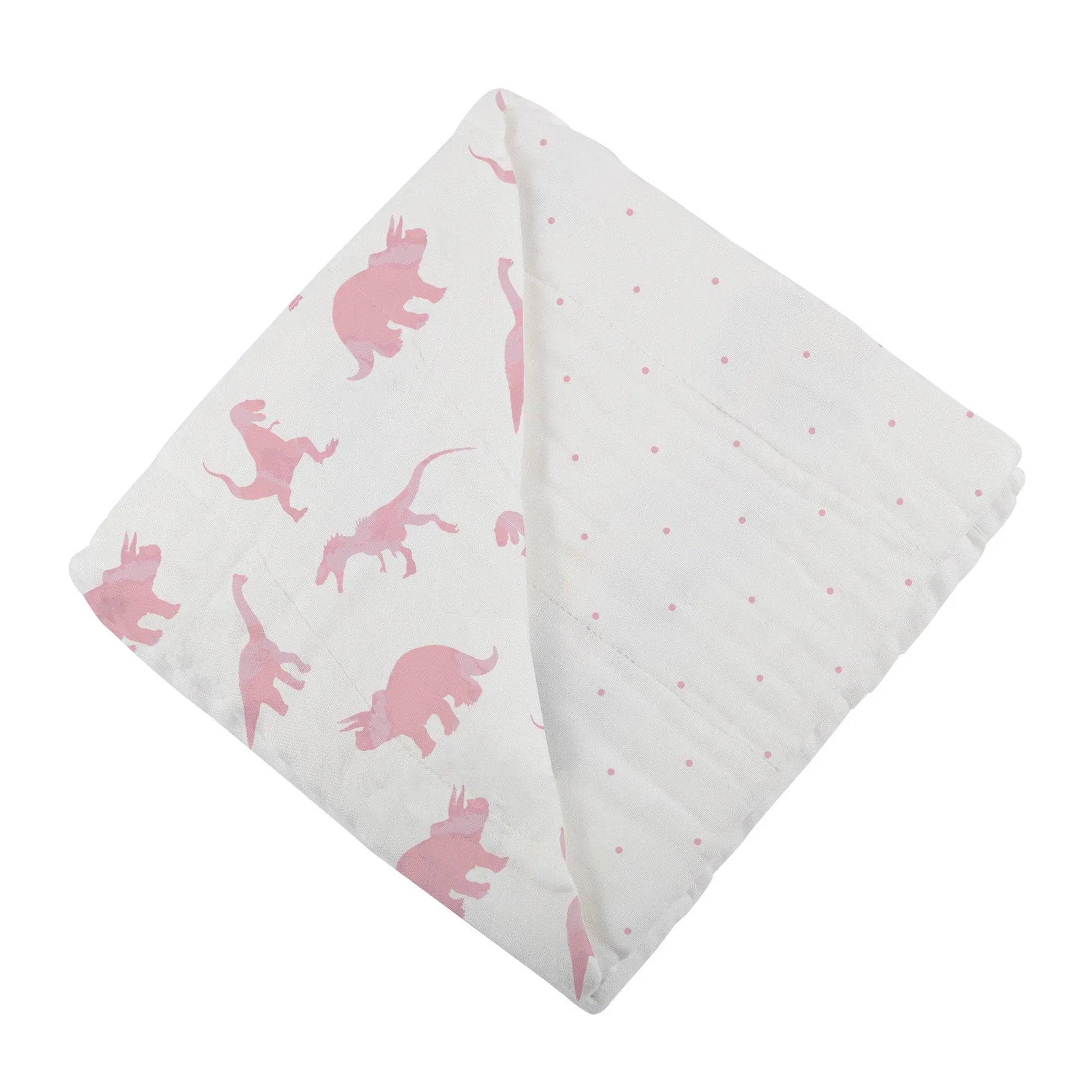 Newcastle Classics Cozy Bamboo Muslin Blanket with Pink Dinosaurs for Kids 47 Inch - Baby & Toddler Bamboo Newcastle Blanket