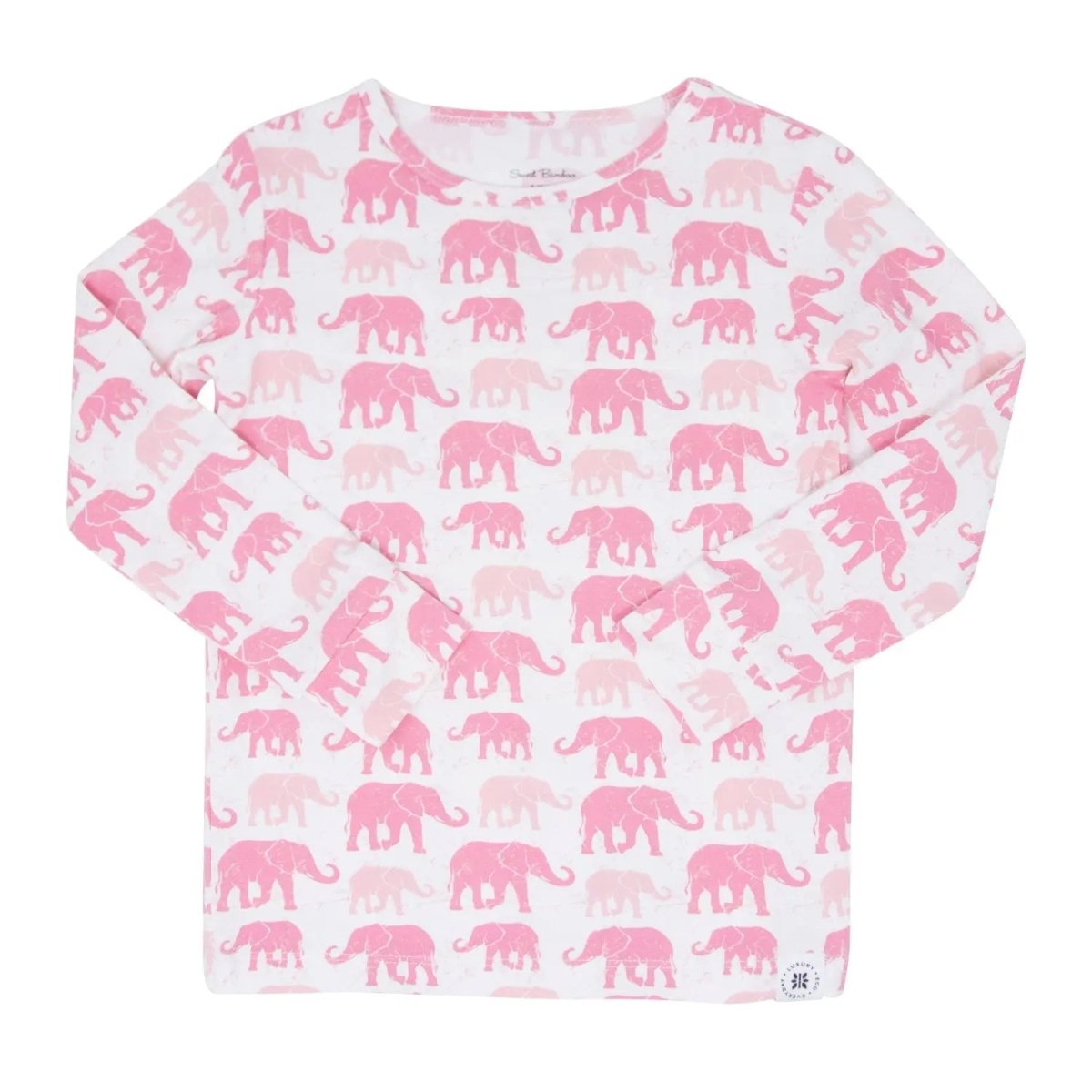 Sweet Bamboo Pink Elephant 2 Piece Pajama Set with Comfortable Cuffed Pants for Kids - 